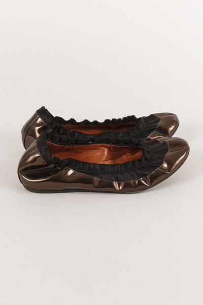 Metallic Round Toe Ballet Flats