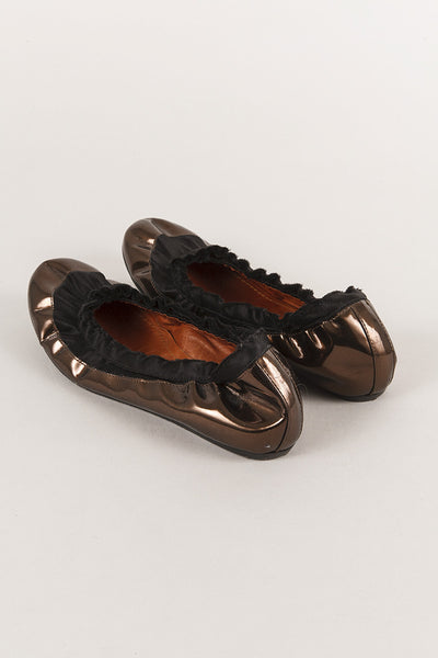 Metallic Round Toe Ballet Flats