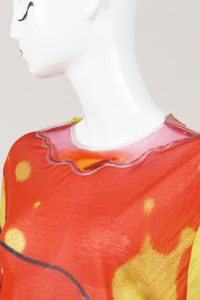 New Orange and Yellow Lava Print Gel Collar T Shirt