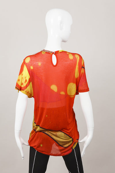 New Orange and Yellow Lava Print Gel Collar T Shirt