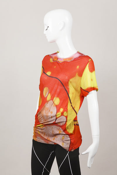 New Orange and Yellow Lava Print Gel Collar T Shirt