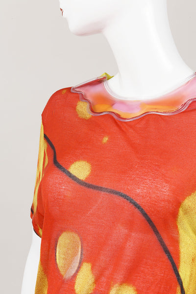 New Orange and Yellow Lava Print Gel Collar T Shirt