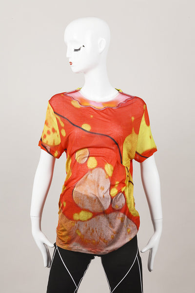 New Orange and Yellow Lava Print Gel Collar T Shirt