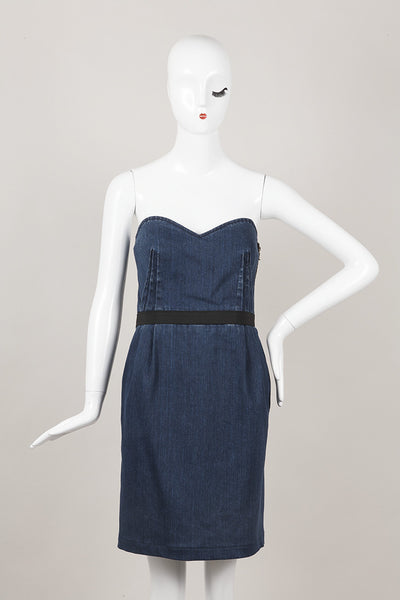 Blue Strapless Denim Dress