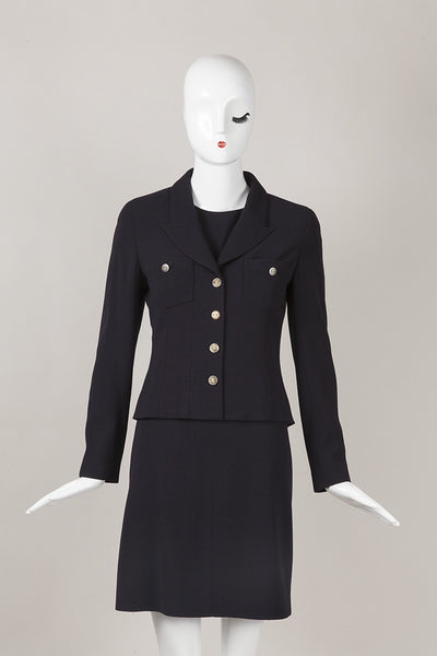 Navy Wool Dress and Jacket Suit Set