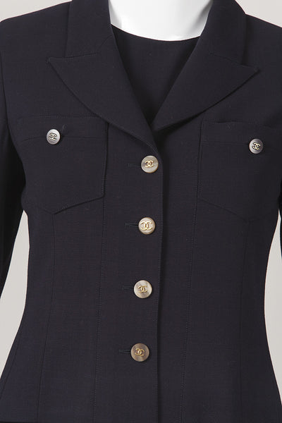 Navy Wool Dress and Jacket Suit Set