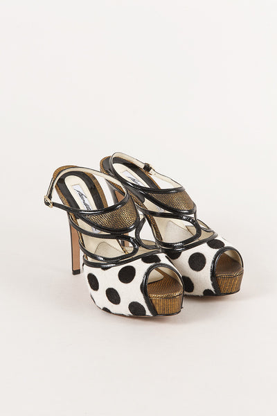 New In Box Ponyhair Polka Dot Platform Pumps