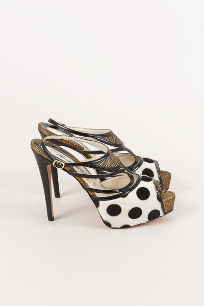 New In Box Ponyhair Polka Dot Platform Pumps