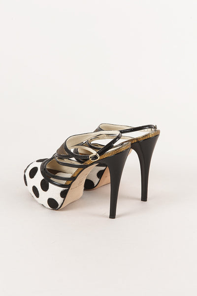 New In Box Ponyhair Polka Dot Platform Pumps