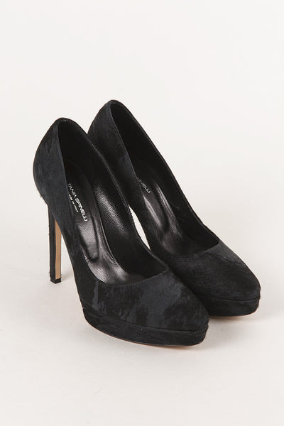 Black Printed Ponyhair Pumps