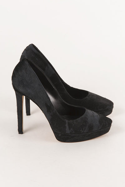 Black Printed Ponyhair Pumps