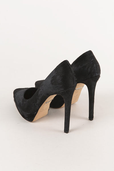 Black Printed Ponyhair Pumps