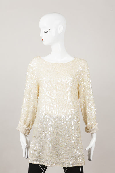 Cream Sequin Silk Tunic