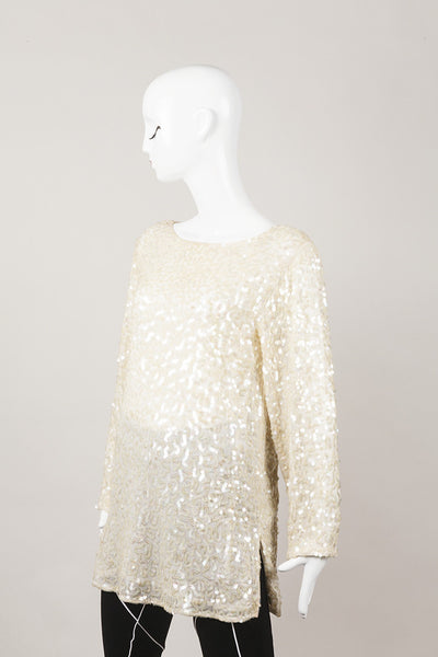 Cream Sequin Silk Tunic