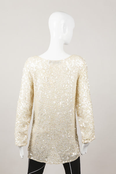 Cream Sequin Silk Tunic