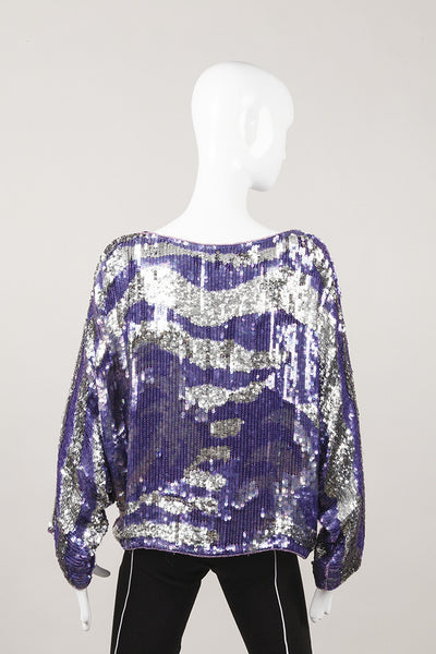 Purple and Silver Zebra Sequin Top