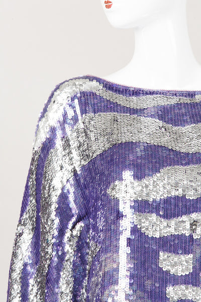 Purple and Silver Zebra Sequin Top