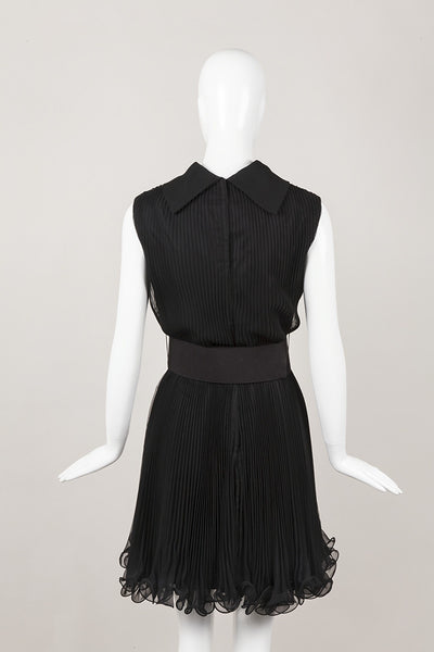 Sleeveless Pleated Black Dress