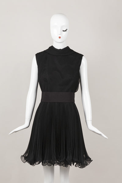 Sleeveless Pleated Black Dress