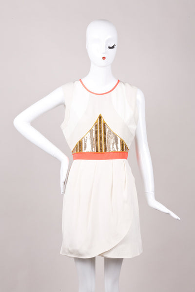 New With Tags Sleeveless Embellished Silk Dress