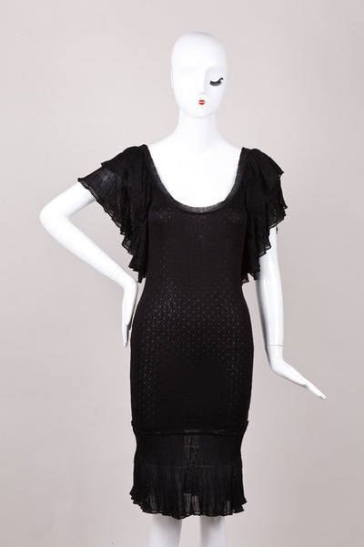 Scoop Neck Draped Short Sleeve Eyelet Dress