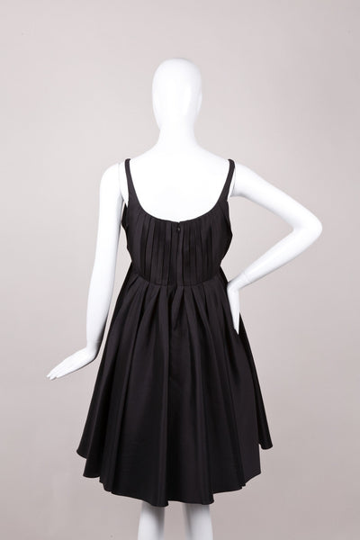 Pleated Black Silk Dress