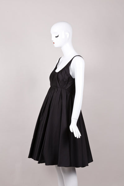 Pleated Black Silk Dress