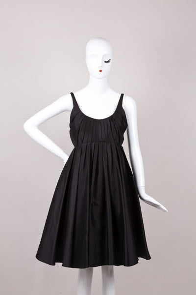 Pleated Black Silk Dress