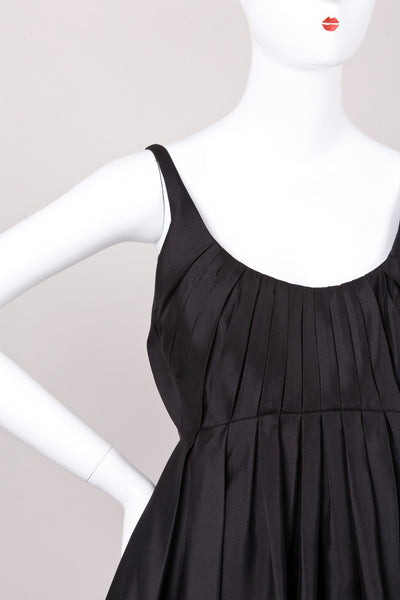 Pleated Black Silk Dress