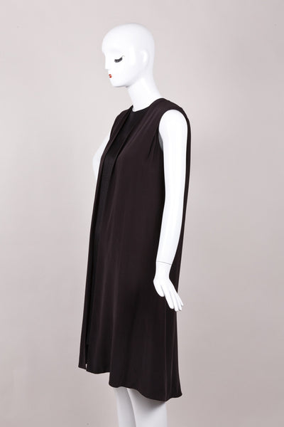 Black Silk Sleeveless Snakeskin Print Cape Dress