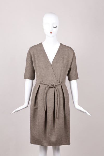 Knit Cotton and Wool Pleated Tie Dress