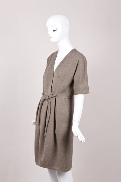 Knit Cotton and Wool Pleated Tie Dress