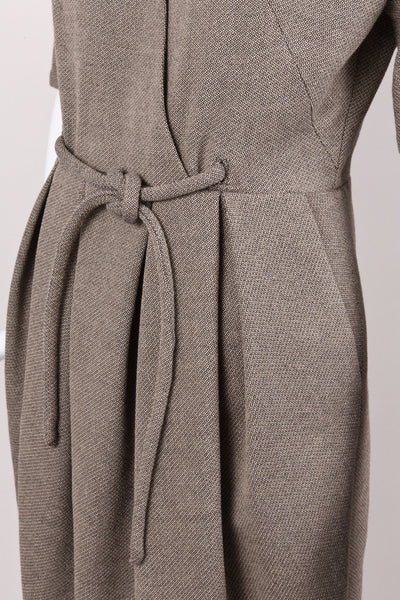 Knit Cotton and Wool Pleated Tie Dress