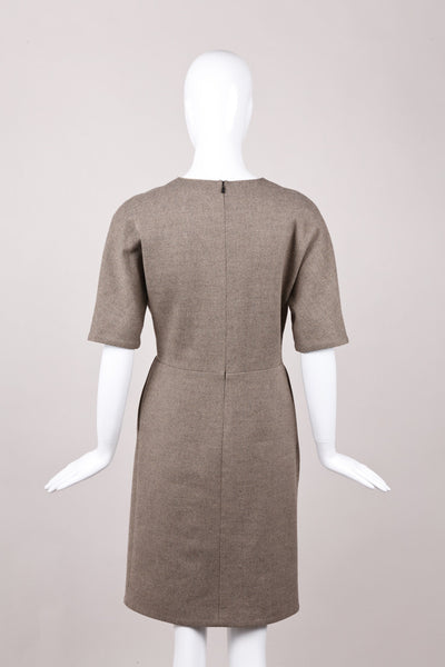 Knit Cotton and Wool Pleated Tie Dress