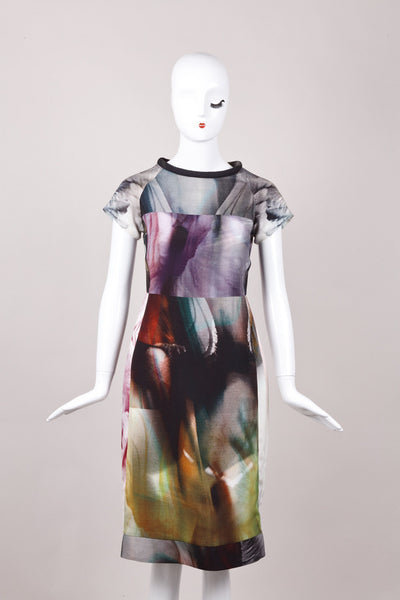 New With Tags Multicolor Printed Silk and Wool Dress