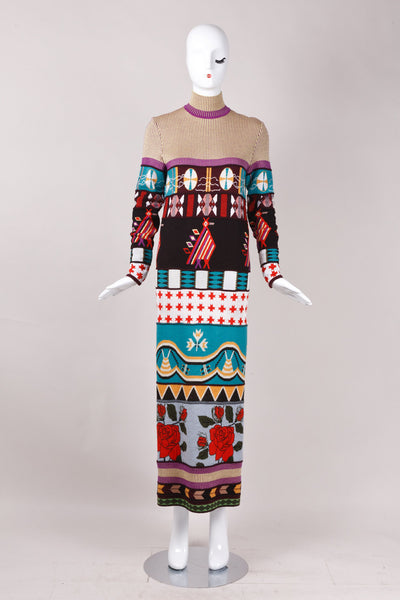 Geometric Print Wool Sweater Dress