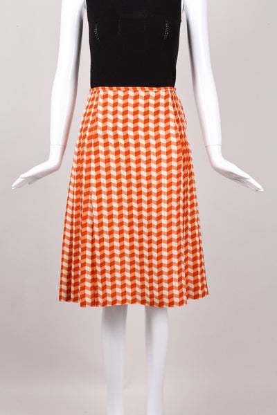 Orange Chevron Silk Skirt