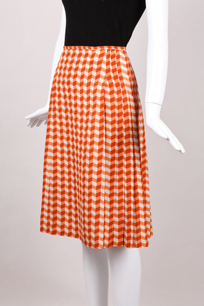 Orange Chevron Silk Skirt