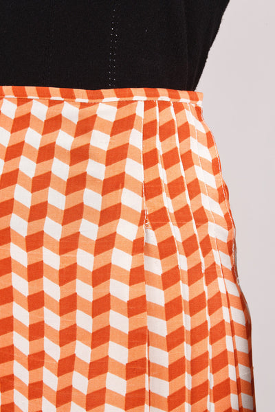 Orange Chevron Silk Skirt