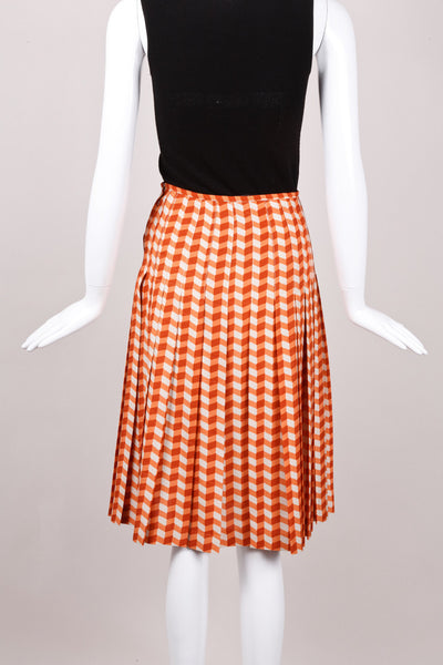 Orange Chevron Silk Skirt