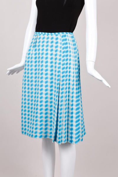 New With Tags Blue Chevron Silk Skirt