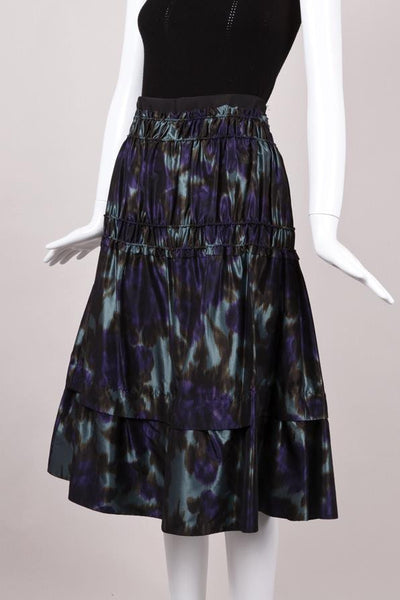 New With Tags Printed Ruched and Tiered Silk Skirt