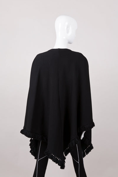 Black Wool Tassel Fringe Shawl