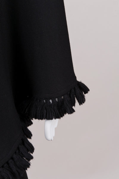 Black Wool Tassel Fringe Shawl