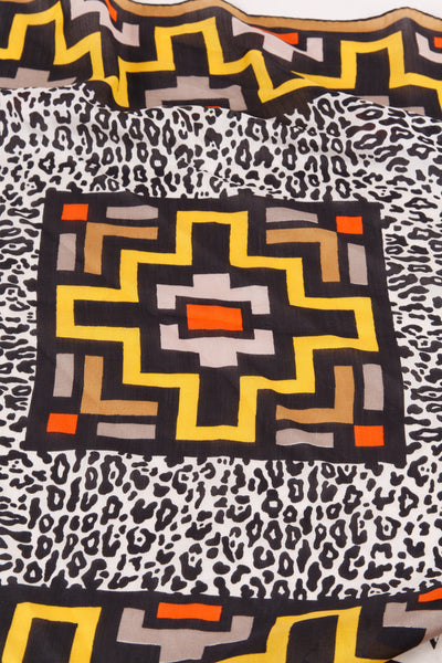 Geometric and Leopard Print Scarf