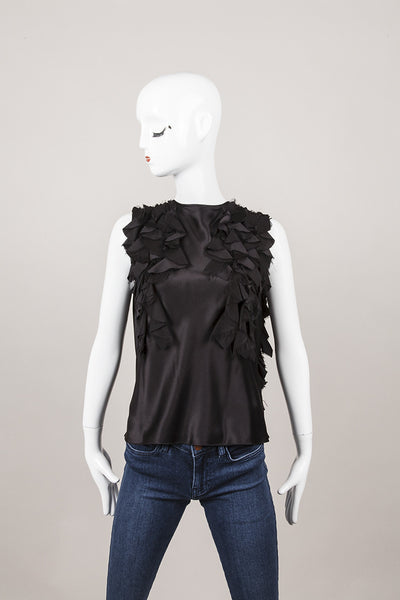 Black Ruffle Trim Sleeveless Top