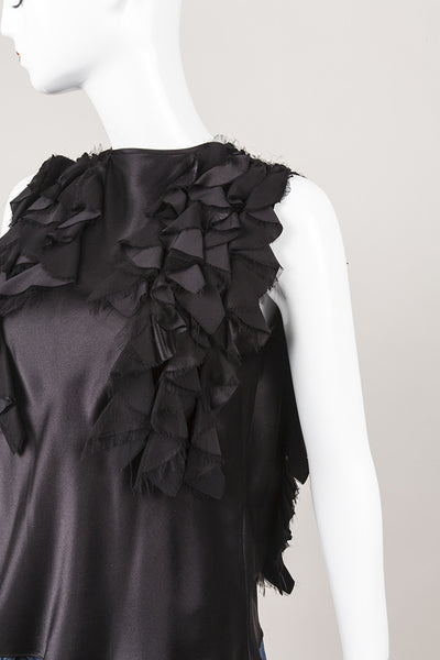 Black Ruffle Trim Sleeveless Top