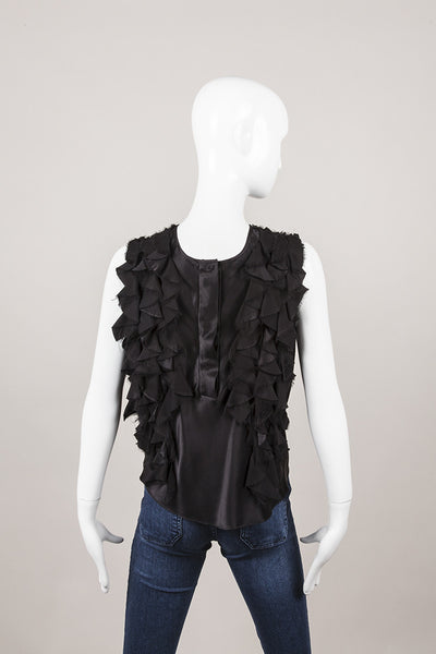 Black Ruffle Trim Sleeveless Top