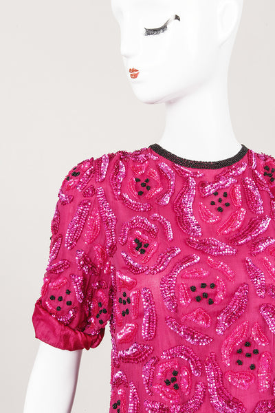 Pink Sequin Silk Top