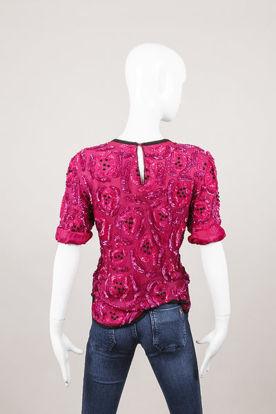 Pink Sequin Silk Top